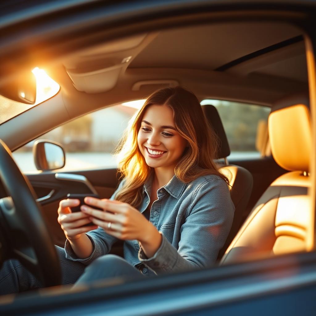 Customer using the Motoring.Today app from her new car